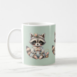 Mug Raton laveur pastel Cottagecore habillé vintage