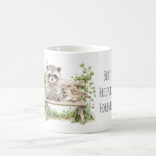 Mug Ratons laveurs Oiseau sur Banc Meilleurs Amis Pour
