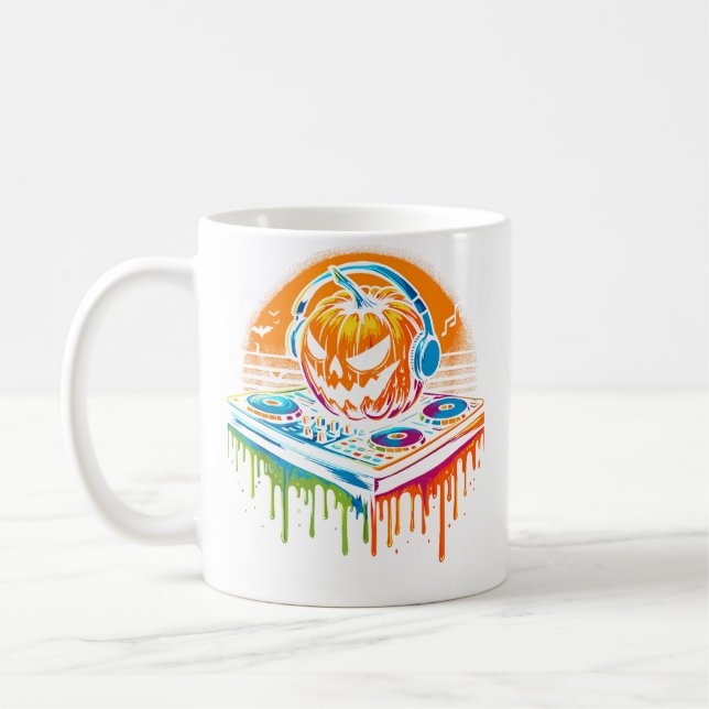 Mug Rave Techno Halloween Citrouille Edm Festival Drôl (Gauche)