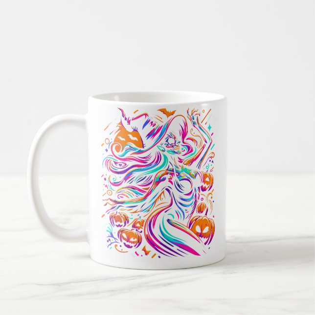 Mug Rave Techno Halloween Sorcière Edm Festival Drôle (Gauche)