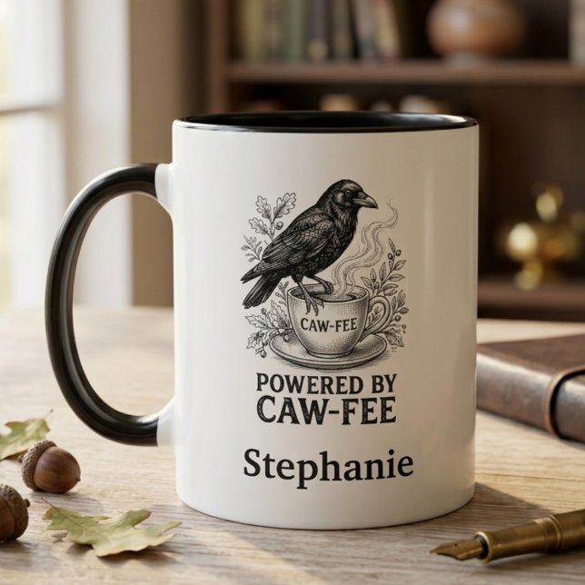 Mug Raven Caw-Fee Gothic Bird Art Office Gift (Funny raven coffee mug)