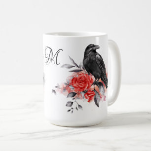 Mug Raven Gothic Roses Aquarelle Imaginaire Art Monogr
