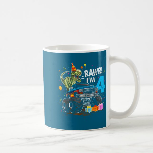 Mug Rawr I'm 4 4th Birthday T Rex Dinosaur Funny Party (Droite)