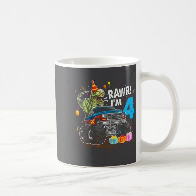 Mug Rawr I'm 4 4th Birthday T Rex Dinosaur Funny Party (Droite)