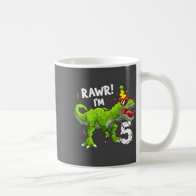 Mug Rawr I'm 5 5th Birthday T Rex Dinosaur Funny Party (Droite)