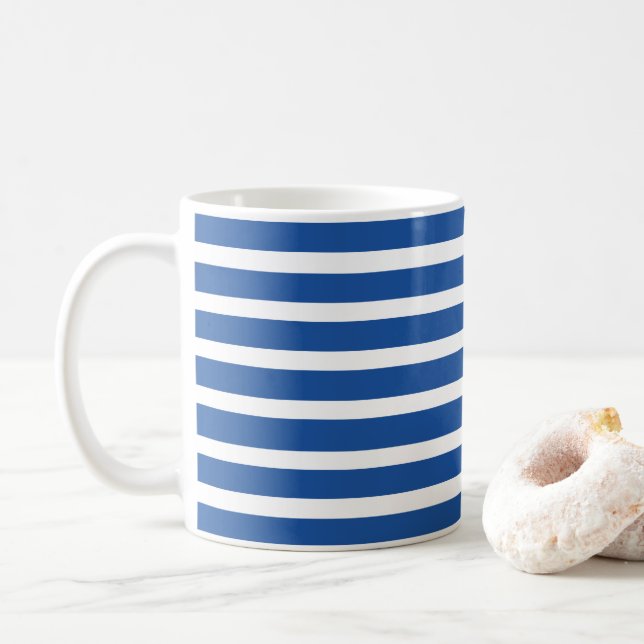 Mug Rayes Bleues Blanches Mignon (Avec donut)