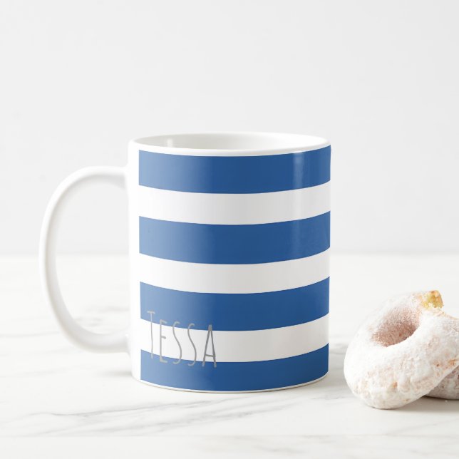 Mug Rayo Classique Bleu Nautique et Blanc (Avec donut)