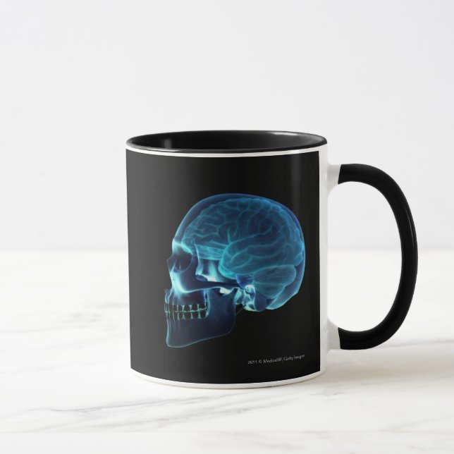 Mug Rayon X du cerveau à l'intérieur d'un crâne (Droite)