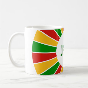 Mug RAYONS DE BOUTON DE DRAPEAU DE RASTAFARI + votre