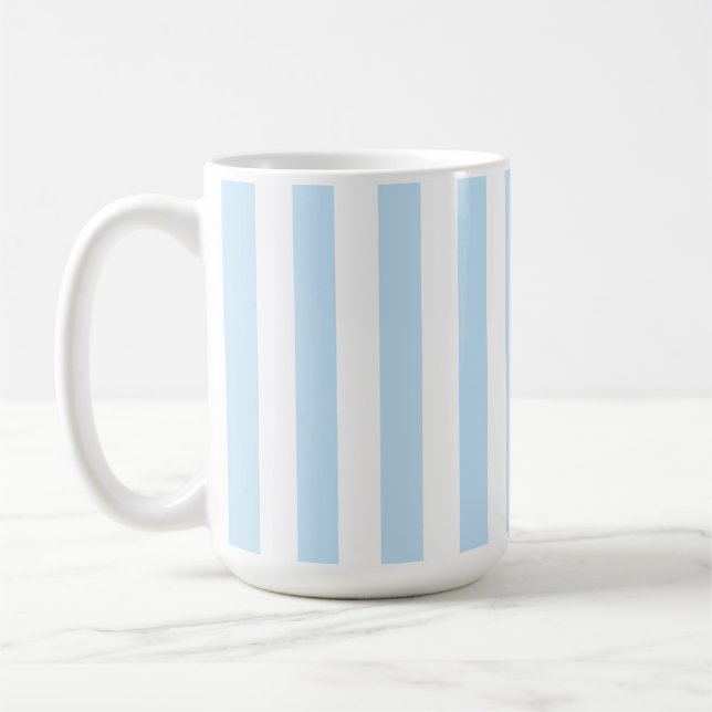 Mug Rayure de bonbon bleu pâle et blanc (Gauche)