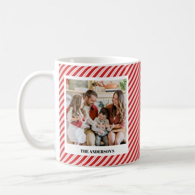 Mug Rayure festive de canne à sucre de Noël Photo roug (Gauche)