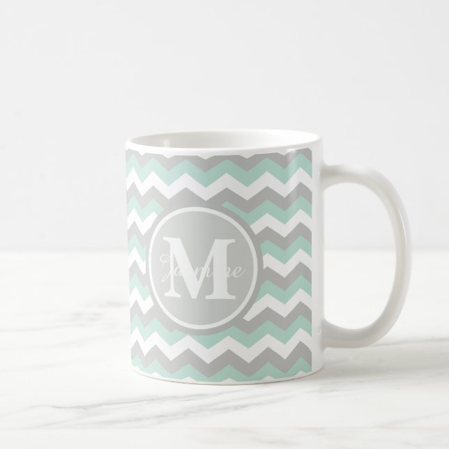 Mug Rayure grise verte en bon état de zigzag de (Droite)
