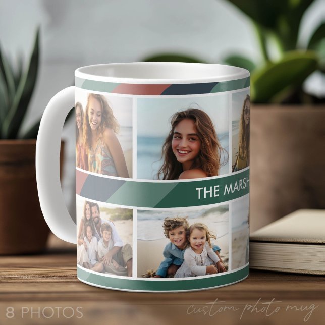 Mug Rayure Rétro - Collage de 8 photos (Photo Mug with Lots of Photos)