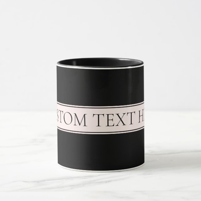 Mug Rayure rose pâle et texte éditable élégant (Centre)