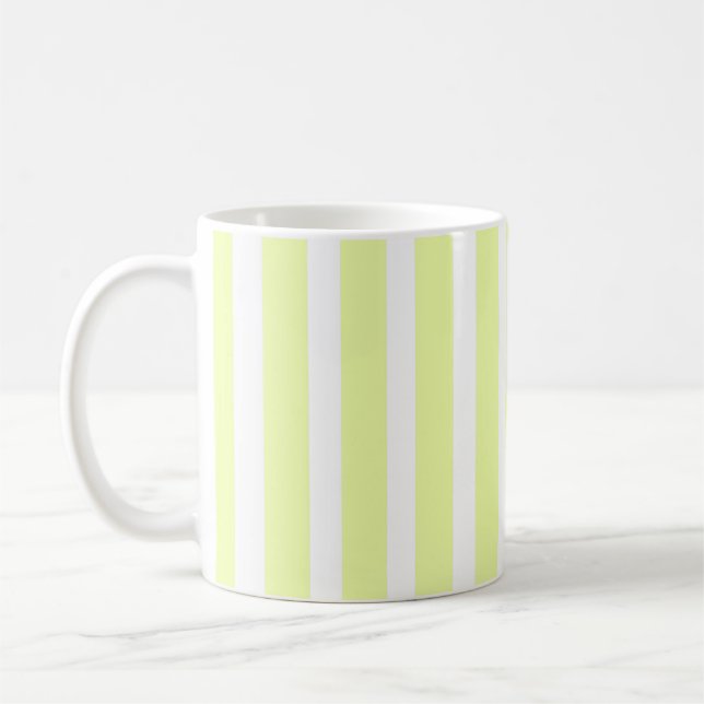 Mug Rayure verticale vert citron et blanc (Gauche)