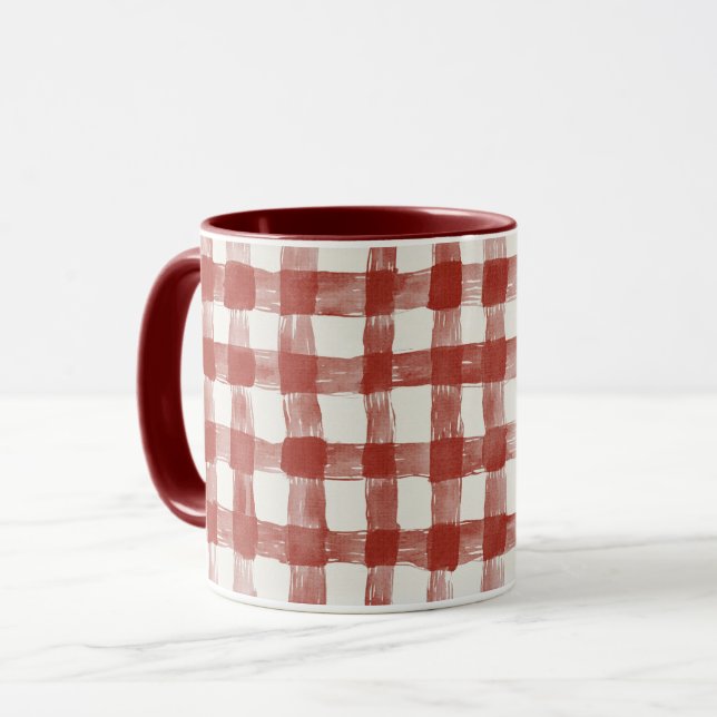 Mug Rayures à carreaux rouges blancs   (Devant gauche)