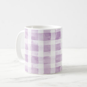 Mug Rayures à Carreaux Violettes et Blanches