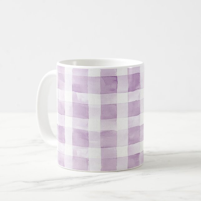 Mug Rayures à Carreaux Violettes et Blanches (Devant gauche)