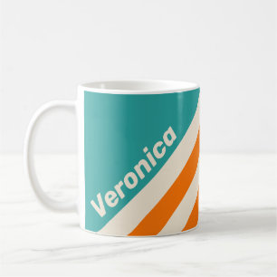 Mug Rayures à l'ambiance rétro Sea Breeze avec nom