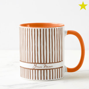 Mug Rayures aquarelles orange minimalistes nom personn