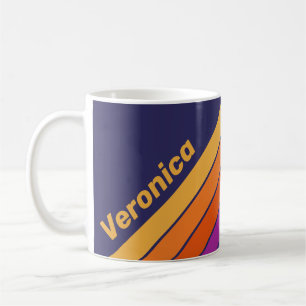 Mug Rayures arc-en-ciel de raisin vintage avec nom