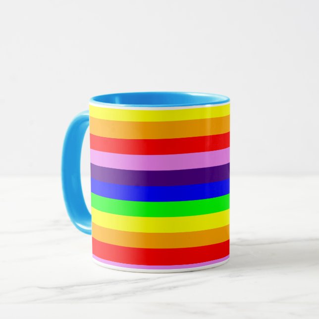 Mug Rayures arc-en-ciel horizontales classiques et col (Devant gauche)