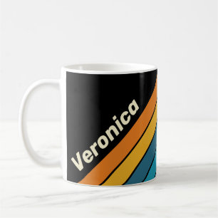 Mug Rayures arc-en-ciel noir avec nom