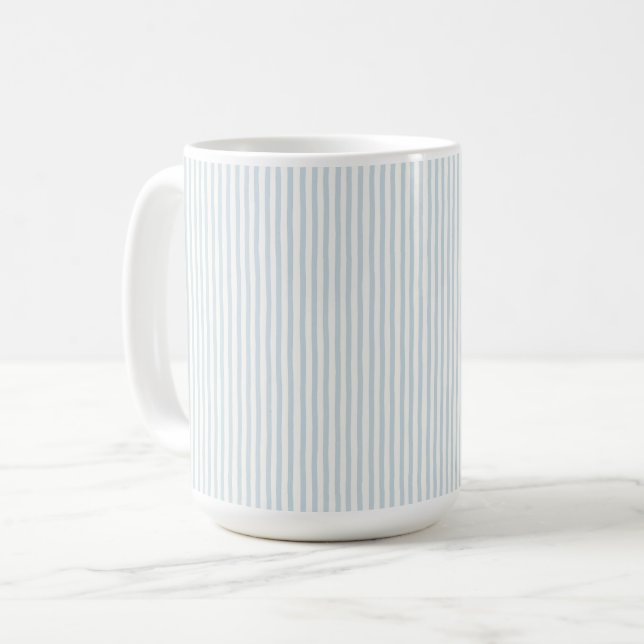 Mug Rayures Blanc Bleu Clair   (Devant gauche)