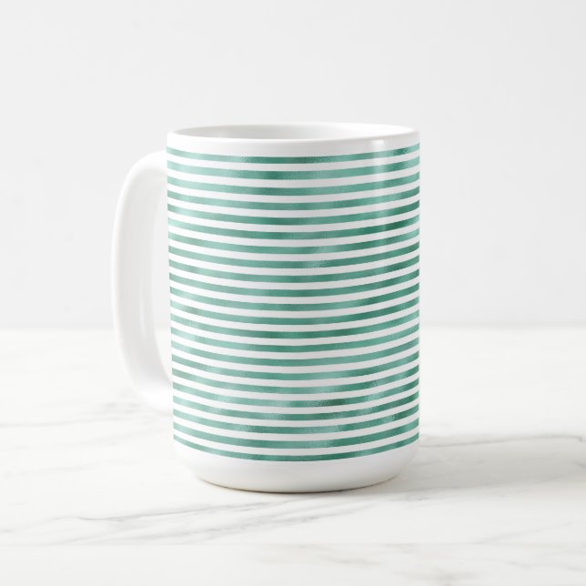 Mug Rayures Blanches Vert Glam (Devant gauche)