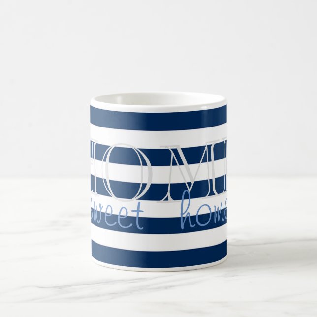 Mug Rayures Bleu Nuit Modernes , Maison Douce Maison (Centre)