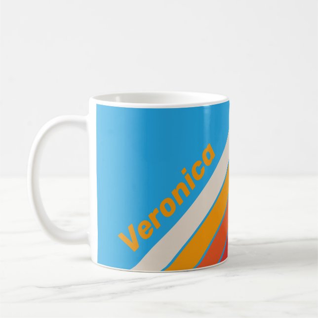 Mug Rayures Bleu Surf Délavé avec Nom (Gauche)