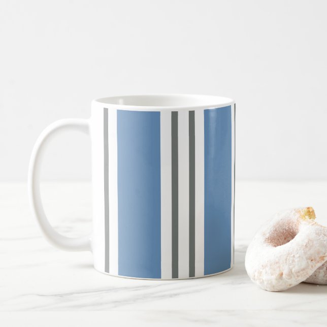 Mug Rayures Bleues et Blanches Côtières (Avec donut)