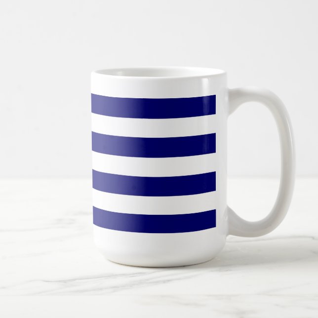Mug Rayures bleues nautiques et graphique blanc d'arc (Droite)