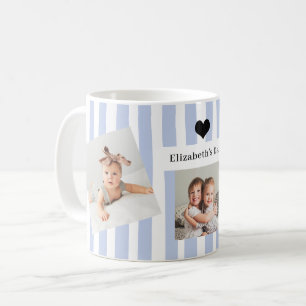 Mug Rayures bleues, Photos et Cœur   Pour Papa
