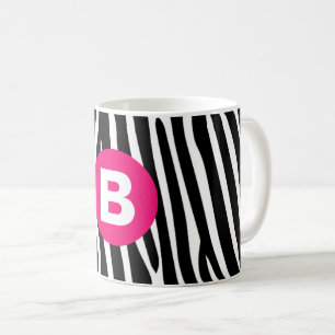 Mug Rayures Classiques de Zèbre Monogramme Rose Clair