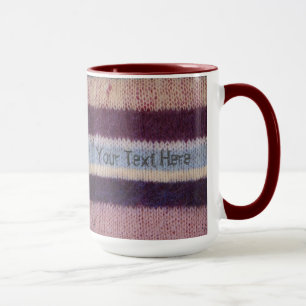 Mug rayures colorées tricoté à la main motif