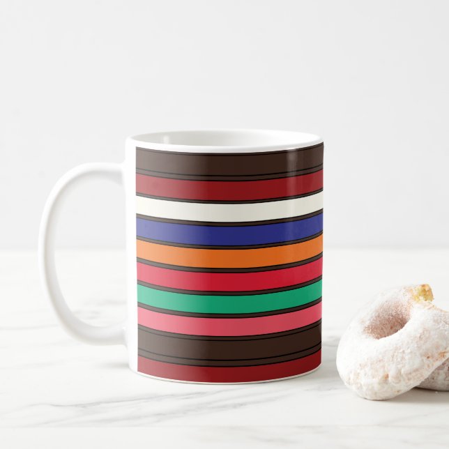 Mug Rayures Colorées Vibrantes  (Avec donut)