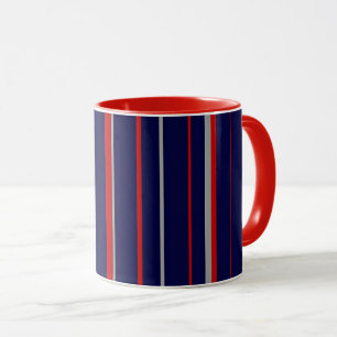 Mug Rayures, couleurs rouge, marine, gris