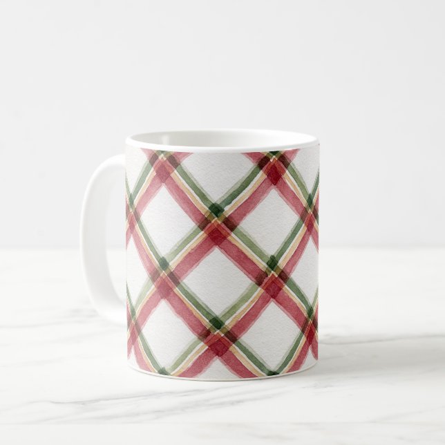 Mug Rayures crème vert rouge (Devant gauche)