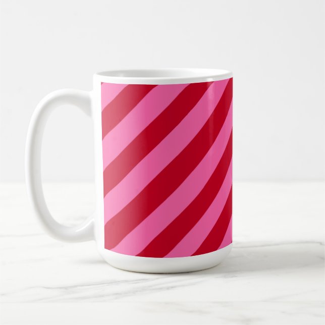 Mug Rayures de bonbon à la menthe de Noël rose et roug (Gauche)