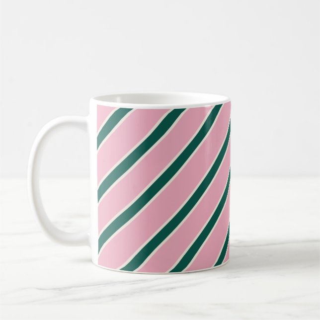 Mug Rayures de bonbon rose et vert (Gauche)