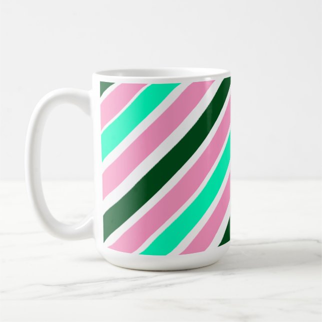 Mug Rayures de bonbons de Noël rose et vert  (Gauche)