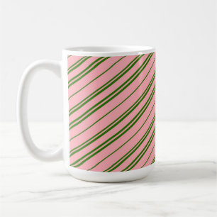 Mug Rayures de canne à bonbon rose et verte 
