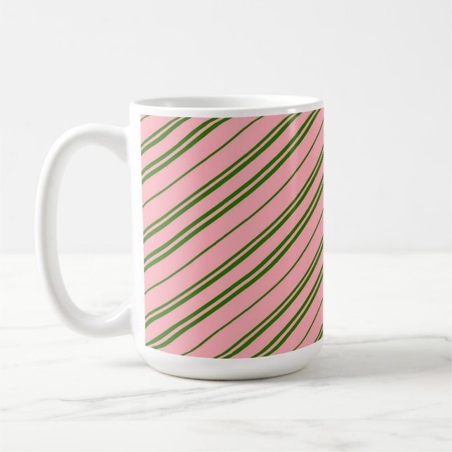 Mug Rayures de canne à bonbon rose et verte  (Gauche)