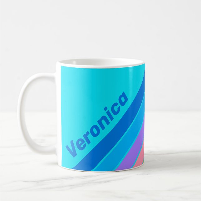 Mug Rayures de ciel océanique néon des années 80 avec  (Gauche)