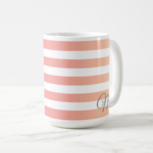 Mug Rayures de dégradé de rose rose de la fille monogr