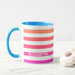 Mug Rayures de dégradé orange et rose du coucher du 