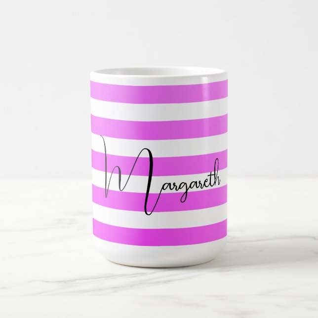 Mug Rayures de dégradé pourpre de néon personnalisées (Centre)