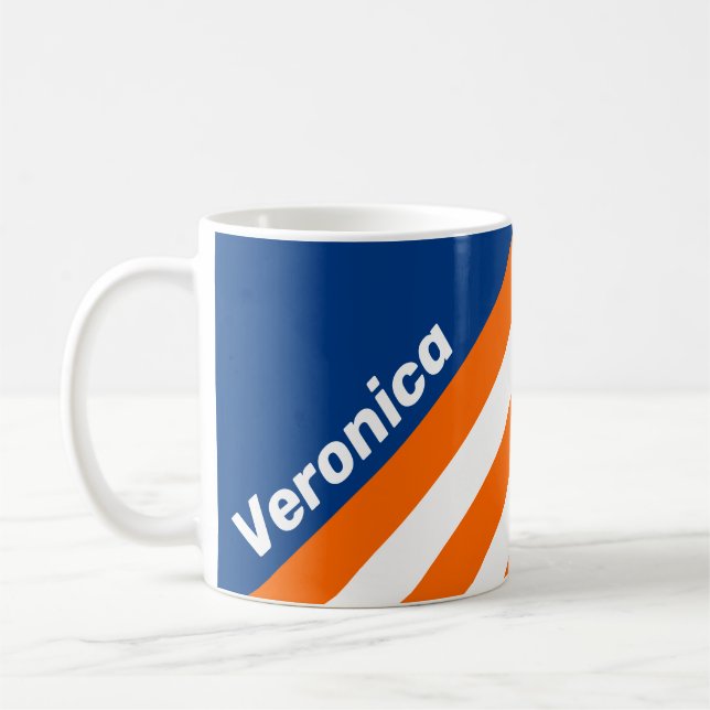 Mug Rayures de grande ville vintage avec nom (Gauche)