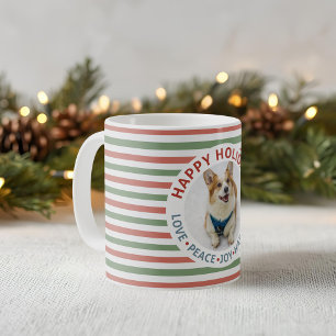Mug Rayures de Noël Photo de vacances pour animaux